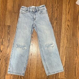 Abercrombie Kids high rise, wide leg with distressed knee jeans